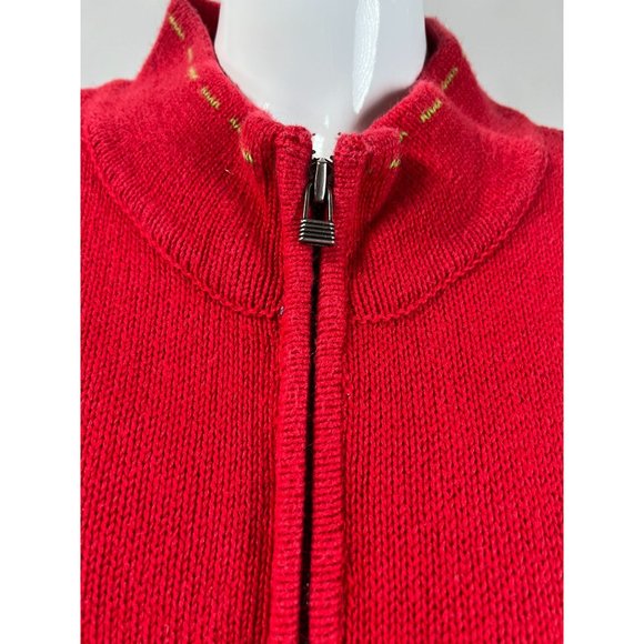 Christopher & Banks Snowman Zip Sweater Vest XL Red Snowman Cotton Ramie Blend - Picture 8 of 16